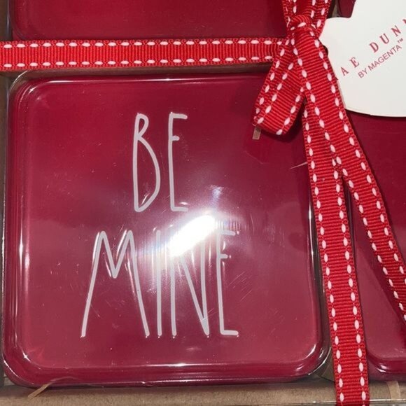 Rae Dunn Red Ceramic Set of 4 Square Set - Picture 2 of 7